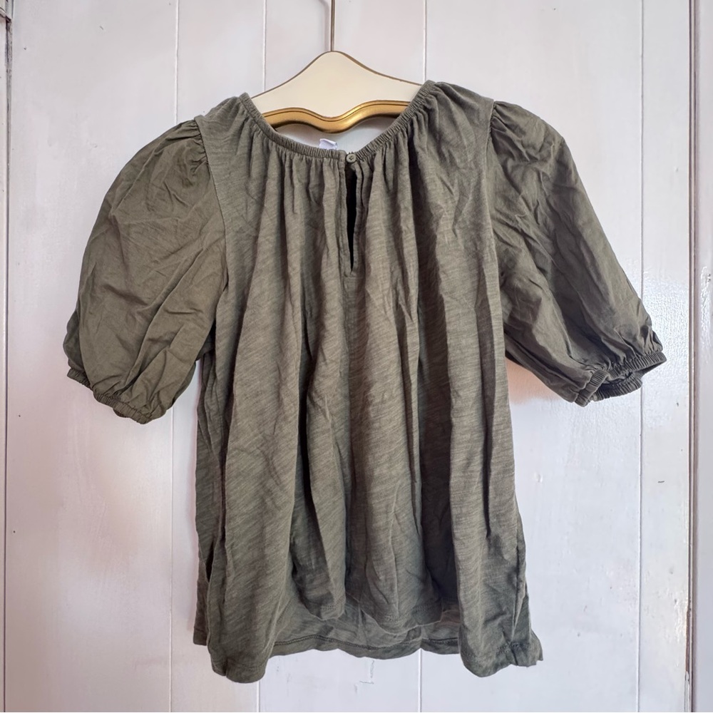 Old Navy Olive Puff Sleeve Blouse
